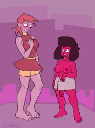 1futa 1girls female futanari gem gem_(species) gemsona oc ruby_(gem) steven_universe sumghoul towel_around_waist