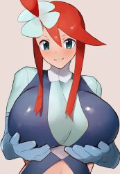 1girls 2020s 2023 2d 2d_(artwork) 4_fingers 5_fingers alternate_breast_size background beige_background beige_body beige_skin belly belly_button big_breasts blue_eyes blush blushing_at_viewer breasts breasts_bigger_than_head cleavage cleavage_overflow clothed clothed_female clothes clothing color colored cropped cropped_shirt cropped_torso curvy curvy_body curvy_female eyelashes eyes eyes_wide_open female female_focus female_only first_person_perspective first_person_view flower_in_hair flower_on_head game_freak ginger ginger_hair gloved_hands gloves gym_leader hair_ornament half-dressed half_dressed half_naked half_nude huge_breasts human humanoid humanoid_genitalia kataku_musou large_breasts light-skinned light-skinned_female light_skin lips lipstick looking_at_viewer magic magic_user magical_girl mammal mammal_humanoid neck nintendo no_dialogue no_text nude nude_female open_eyes partially_clothed partially_clothed_female partially_nude partially_nude_female pointy_chin pokemon pokemon_bw pokemon_trainer pony_tail ponytail ponytails pov pov_eye_contact red_hair reveal revealing revealing_clothes revealing_clothing revealing_outfit revealing_swimsuit simple_background skin skyla_(pokemon) slim slim_girl smile smiling_at_viewer solo solo_focus swimsuit swimsuits swimwear tease teasing teasing_viewer teeth teeth_clenched teeth_showing teeth_visible textless tight tight_clothes tight_clothing tight_dress tight_fit video_game video_game_character video_game_franchise video_games voluptuous voluptuous_female white_body white_skin wide_eyed woman