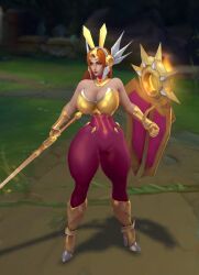 abdomera big_breasts bunnysuit female league_of_legends leona_(league_of_legends) mod riot_games skintight solo thick_thighs