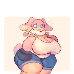 audino bbw big_breasts breasts chubby female huge_breasts jean_shorts jorts pokémon_(species) pokemon stevest58244496 tank_top thick_thighs wide_hips