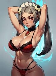 ai_generated big_breasts bloody_marie breasts marie_(skullgirls) red_bikini red_eyes skullgirls tagme white_hair