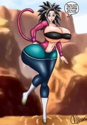 1girls alien alien_girl allissei big_breasts black_hair breasts breasts_bigger_than_head gine hips implied_vore light-skinned_female light_skin milf mother post_digestion post_vore saiyan saiyan_armor saiyan_girl saiyan_tail solo solo_female solo_focus spiky_hair super_saiyan_4 talking_to_self thick_thighs thighs wide_hips