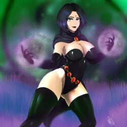 1girls breasts curvy dc dc_comics female female_only maggic nonoise666 oppai rachel_roth raven_(dc) solo teen_titans