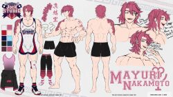 bulge bulge_through_clothing gay japanese jey jock_studio jockstudio(blits_games) male male_only muscular muscular_male purple_hair shoutarou_chan sports_uniform sportswear tattoo trunks underwear yaoi