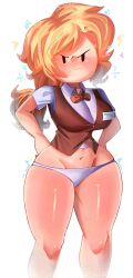 adventure_time adventure_time:_fionna_&_cake angry angry_face bowtie clothing female fionna_and_cake fionna_campbell fionna_the_human_girl hands_on_hips human neckwear no_desi1 no_pants outerwear pale_skin panties tagme thick_thighs vest