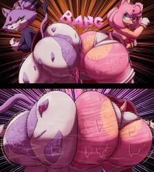 2girls amy_rose anthro ass ass_expansion ass_to_ass big_ass big_butt blaze_the_cat body_control bottom_heavy bubble_ass bubble_butt comic competition dumptruck_ass dumptruck_butt female_only furry huge_ass huge_butt sexfight sonic_(series) sound_effects sweat sweaty_ass tascom thick_ass thick_butt thick_thighs twerk_hypnosis twerking what