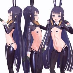 1girls 3d bunny_ears female hololive hololive_english hololive_myth long_hair multiple_views ninomae_ina'nis reverse_bunnysuit smile suyakouta tentacle_hair very_long_hair virtual_youtuber