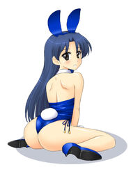 ass bare_legs bunny_ear bunny_girl bunnysuit cosplay high_heels idolmaster kemonomimi kisaragi_chihaya leotard masakichi_(crossroad) panties shoes tail thong thong_leotard usamimi