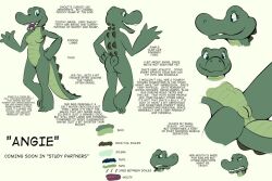 1girls angie_(study_partners) anthro breasts character_profile character_sheet claws crocodile crocodile_girl crocodile_tail crocodilian english_text fangs legs_apart naked naked_female nipples nude nude_female scalie solo solo_female solo_focus study_partners thunderouserections