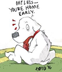 2006 autofellatio ayato_(furry_artist) brian_griffin canine caught collar family_guy fellatio male male_only masturbation oral penis solo surprised