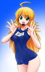 hoshii_miki idolmaster mizugi name_tag one-piece_swimsuit rikumoto_yoshiyuki school_swimsuit sukumizu swimsuit