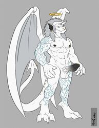 angel angel_dragon anthro balls dragon ear_piercing erection halo male male_only nose_ring penis penis_holding penis_piercing scalie solo wfa wings