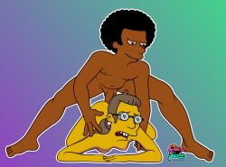 1boy 1girls 2023 absurd_res afro big_penis cocosashax commission dark-skinned_male dark_skin digital_media_(artwork) ear_piercing earrings female femsub first_porn_of_character frink's_mother glasses julius_hibbert male maledom milf piercing the_simpsons uncensored yellow_skin