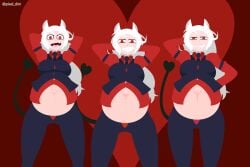 3girls animated big_belly big_breasts bouncing_belly cerberus_(helltaker) dimpixelanimations helltaker multiple_girls multiple_pregnancies pregnant