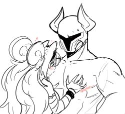 1boy 1girls balolab blush height_difference helmet latam_virtual_youtuber lunaria_ayaren man_boobs muscular_male panqlao pecs sketch twintails virtual_youtuber vtuber vtuberfanart youtube_hispanic