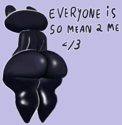 big_ass big_butt black_body english_text everyone_is_so_mean_2_me femboy ini lagomorph male meme rabbit rear_view shortstack standing text thick_ass thick_thighs unknown_artist