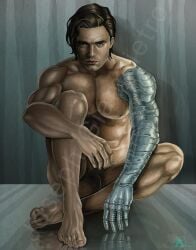 artistic_nude barely_visible_genitalia barely_visible_penis body_hair bucky_barnes full_color jgiampietro male_focus male_only marvel marvel_cinematic_universe marvel_comics pubic_hair sebastian_stan solo_male tagme winter_soldier