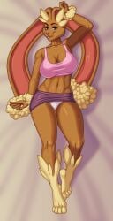 1girls 2023 blue_eyes citizenmoon1 cleavage commission female female_only generation_4_pokemon hi_res looking_at_viewer lopunny lying lying_on_back maplemoon miniskirt nintendo panties pokémon_(species) pokemon pokemon_(species) pokemorph smiling smiling_at_viewer solo tank_top