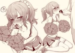 1boy anger_vein bare_shoulders blush breasts censored cheerleader collarbone erection fellatio female genderswap genderswap_(mtf) hair_between_eyes handjob highres holding holding_pom_poms large_penis licking licking_penis long_hair looking_at_viewer m-da_s-tarou masturbation midriff miniskirt multiple_views navel nipples open_mouth oral penis pleated_skirt pom_pom_(cheerleading) ponytail pov rimuru_tempest rule_63 shirt shoes sitting skirt sleeveless small_breasts sneakers straight sweat tensei_shitara_slime_datta_ken thighhighs thighs tongue tongue_out two-handed_handjob veins veiny_penis wariza