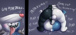 2boys alliartist anthro anthro_on_anthro anthro_only anthro_penetrated anthro_penetrating anthro_penetrating_anthro artist_logo ass ass_focus bear big_balls big_dom_small_sub big_penis black_body black_fur black_skin blue_body blue_fur blue_skin blush chest_hair cum cum_in_ass cum_inside dad_fucking_son daddy danganronpa duo father_and_son from_front_position gay gay_domination gay_sex heart incest male/male male_only male_penetrated male_penetrating male_penetrating_male mammal mating_press missionary missionary_position missionary_sex moaning monokid monokuma movement_lines onomatopoeia orgasm overweight_anthro overweight_male penis_on_eyes penis_on_face screaming simple_background standing standing_sex submissive_male surprised sweaty_body tongue tongue_out two_tone_body white_body white_fur white_skin yaoi