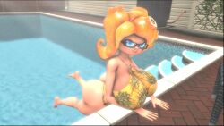 1girls 3d 3d_(artwork) alternate_version_available arkired ass barefoot big_ass big_breasts blue_eyes breasts female female_only full_body huge_breasts looking_at_viewer octoling octoling_girl pool raminax78 solo solo_female splatoon swimsuit