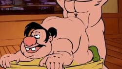 animated bara beauty_and_the_beast disney disney_villains fat gaston gay gay_sex lefou male male/male male_only overweight penis sound tagme ugly_man veiny_penis video yaoi