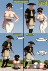 1girls age_progression avatar_the_last_airbender big_breasts black_lipstick breast_expansion comic female huge_ass huge_breasts morganagod short_hair toph_bei_fong