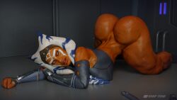 1girls 3d ahsoka_tano alien_girl alien_humanoid ass ass_up bent_over big_ass big_breasts blender blue_eyes bottomless bottomless_female butt_focus female female_only fingerless_gloves front_view full_lips gilf gloves harp_toad huge_ass humanoid lightsaber looking_at_viewer muscular_female orange_skin partially_clothed pose presenting side_view smiling_at_viewer solo star_wars star_wars:_ahsoka text thick_thighs togruta top-down_bottom-up vambraces voluptuous wide_hips