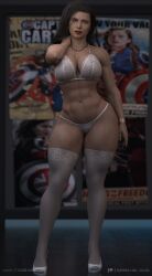 1girls 3d abs absurd_res ass big_ass big_breasts breasts brown_eyes brown_hair captain_america_(series) captain_carter cga3d curvaceous curvy curvy_body curvy_female curvy_figure erotichris female female_only fit fit_female hayley_atwell hi_res light-skinned_female light_skin lingerie lipstick marvel marvel_cinematic_universe marvel_comics muscular muscular_female muscular_thighs naked naked_female nude nude_female peggy_carter solo tanlines thick_thighs voluptuous voluptuous_female what_if...? wide_hips