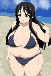 bbw belly_overhang big_belly big_breasts big_female blush chubby chubby_female embarrassed fat fat_ass fat_female fat_fetish fat_girl fat_woman fatty k-on! large_female mio_akiyama_(k-on!) obese obese_female overweight overweight_female plump pork_chop thick_thighs weight_gain