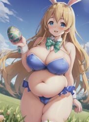 ai_generated bbw belly_overhang big_belly big_breasts big_female blush bunny_ears chubby chubby_female easter_egg fat fat_ass fat_female fat_fetish fat_girl fat_woman fatty k-on! large_female obese obese_female overweight overweight_female plump pork_chop thick_thighs tsumugi_kotobuki_(k-on!) weight_gain