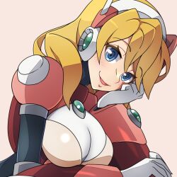 1girls alia android big_breasts blonde_hair blue_eyes cleavage female gtmwd medium_hair mega_man mega_man_x mega_man_x_dive robot_girl robot_joints solo tagme