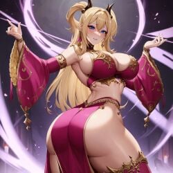 ai_generated belly_dancer belly_dancer_outfit bimbo blonde_hair chaos_(warhammer) cult cultist exotic_dancer gold gold_(metal) gold_jewelry jewelry pink_clothes pink_clothing skimpy skimpy_clothes slaanesh slaaneshi_cultist unstable_diffusion voluptuous warhammer_(franchise) warhammer_fantasy