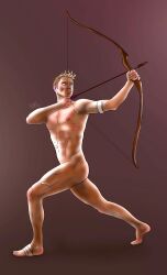 1boy archer arrow blonde_hair clint_barton hawkeye male male_only marvel marvel_comics naked solo tagme uncensored yaoi