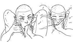 blowjob blush blush eye_contact gay gay_sex golden_kamuy legs_on_shoulders legs_over_partner's_shoulders legs_over_shoulders male male/male male_only pov scars scars_on_thighs shiraishi_yoshitake sugimoto_saichi sweat sweating trembling yaoi