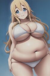 ai_generated bbw belly_overhang big_belly big_breasts big_female blush chubby chubby_female fat fat_ass fat_female fat_fetish fat_girl fat_woman fatty k-on! large_female obese obese_female overweight overweight_female plump pork_chop thick_thighs tsumugi_kotobuki_(k-on!) weight_gain