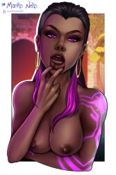 1girls bust female_only lip_tattoo marikoneko marikoneko0 naked naked_female nude nude_female reyna_(valorant) riot_games valorant white_border