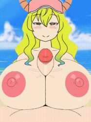 animated beat_banger gigantic_breasts huge_breasts kobayashi-san_chi_no_maidragon lucoa lucoa_(maidragon) miss_kobayashi's_dragon_maid naked naked_female nude nude_female paizuri quetzalcoatl_(dragon_maid) topless toriel_beat_banger