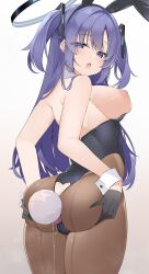 1girls absurdres anal anal_access anal_object_insertion anal_only anal_only_panties animal_ears ass bare_shoulders black_gloves black_leotard blue_archive blue_hair breasts breasts_out brown_pantyhose bunny_ears bunnysuit butt_crack buttplug buttplug_tail detached_collar fake_animal_ears fake_tail female female_only from_behind gloves halo hands_on_own_ass highres leotard looking_at_viewer looking_back millennium_science_school_student nipples object_insertion pantyhose playboy_bunny rabbit_ears rabbit_tail sasakura seminar_(blue_archive) sex_toy sideboob solo strapless strapless_leotard tail two_side_up wrist_cuffs yuuka_(blue_archive)