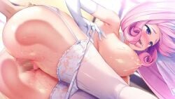 1boy 1girls animated anus ass balls big_ass big_breasts big_penis blush breasts bubble_butt derauea female lilia_iizuki male milk_factory moaning motto!_haramase!_honoo_no_oppai_chou_ero_appli_gakuen! nipples oppai penis pink_hair purple_eyes pussy sex shaved_pussy sound tagme video