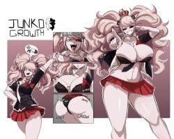 1girls alternate_breast_size ass_expansion before_and_after black_eyes black_panties black_sclera blue_eyes breast_expansion bursting_breasts bursting_butt bursting_clothes buttons cleavage close-up crown danganronpa dark_sclera drugs emmarrgus evil evil_grin evil_smile female female_focus female_only growth growth_sequence hair_growth hairclip height_difference height_growth huge_breasts huge_thighs junko_enoshima kimura_seiko lingerie long_hair makeup mini_giantess onomatopoeia pill popped_button red_eyes speech_bubble tie_between_breasts tight_clothing tight_fit toned_body tongue_out transformation transformation_sequence tsumiki_mikan twintails uniform villain villainess wardrobe_malfunction