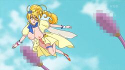 1girls accurate_art_style anime_screencap annoyed battle breasts_out censored clothing cure_etoile fight fighting hugtto!_precure kagayaki_homare large_breasts leaping lipstick looking_away magical_girl magical_girl_outfit mosaic_censoring nude_filter precure pretty_cure screenshot_edit tentacle