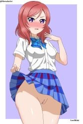 dorsalec flushed love_live! love_live!_school_idol_project nishikino_maki red_hair school_uniform