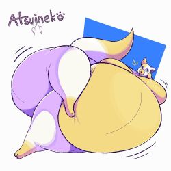 adventure_time atsuinekowo belly belly_inflation big_ass big_belly big_breasts breasts bubble_butt cake_the_cat huge_ass huge_belly inflation large_belly thick_thighs