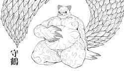 2023 absurd_res anthro anthro_only balls belly big_belly canid canine flaccid genitals hi_res male male_only mammal mightyoceano moobs naruto nipples overweight overweight_male penis raccoon_dog shukaku small_penis solo tanuki