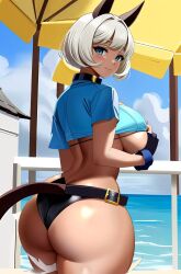 1girls ai_generated beach big big_ass big_breasts big_butt big_thighs blue_eyes breast_grab breasts charlottes_lewds cloud huge_ass huge_butt nadia_fortune partially_clothed short_hair skullgirls water wide_hips