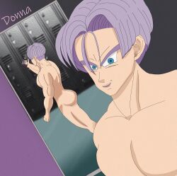 donnalisianthus dragon_ball dragon_ball_z gym male_ass mirror_reflection muscular_male pecs selfie solo_male trunks_briefs