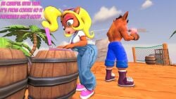 big_breasts breasts clothing coco_bandicoot computer crash_(series) crash_bandicoot electronics female laptop male novaparadox1337 thick_thighs wide_hips