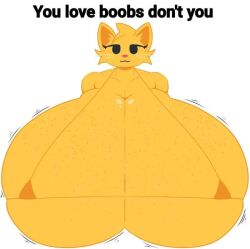 big_breasts bikini_top cat_emoji emoji emoji_(race) yellow_body yellow_fur