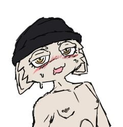 aroused beanie bodily_fluids breasts clothing cloud_nine_(fortnite) depikt drooling epic_games felid feline felis female flat_chested fortnite hat headgear headwear hi_res in_heat mammal meow_skulls_(fortnite) nipple_piercing nipples nude open_:3 piercing saliva solo solo_focus sweat sweatdrop